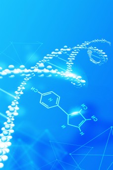 蓝色几何医学基因平面素材