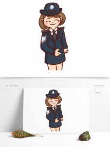 手绘女警察漫画人物设计