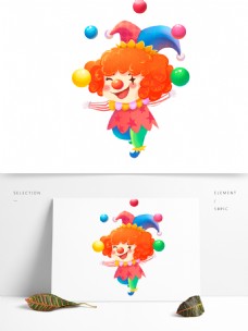 可爱彩色小丑插画