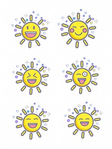 太阳笑脸表情形象几何装饰元素