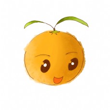 水果笑脸橙子橘子黄色水彩
