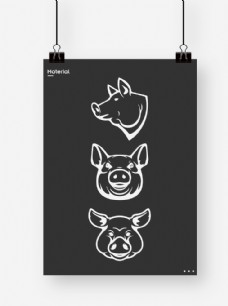 猪矢量素材2019年猪头卡通图标矢量标志