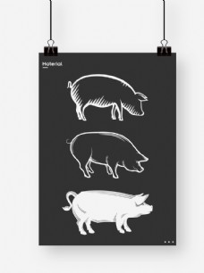猪矢量素材2019年猪卡通图标矢量标志