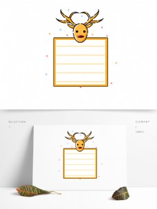 矢量简约可爱卡通动物鹿便利贴贴纸文本框