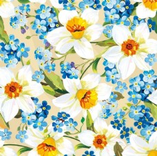 墙纸蓝色小花花卉四方连续背景