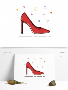 MBE插画风格手绘红色高跟鞋装饰图案