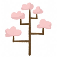 简约粉色小树插画海报免抠元素