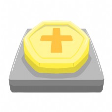 黄色的十字按钮插画