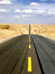 大自然沙漠公路戈壁公路笔直的公路