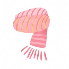 手绘粉色围巾插画