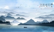 水墨中国风中国风水墨禅意风景绘画