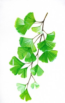 装饰油画玄关绿色银杏叶手绘屏风