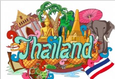泰国国家手绘插画
