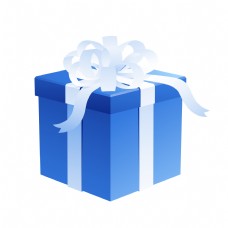 节日礼物节日生日银色丝带蓝色礼物盒元素