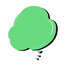 绿色云朵形状创意对话框文本框