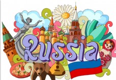 俄罗斯国家手绘插画
