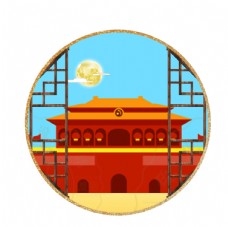 国庆节中国风手绘大红天安门