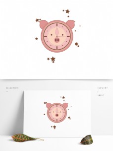 设计元素生活用品小猪钟表