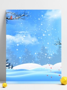 唯美背景唯美彩绘冬季雪地背景设计
