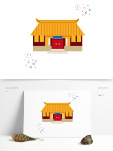 中国古代建筑物矢量手绘风装饰背景套图5