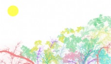 可自行组合彩色树林手绘免扣意境