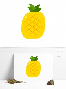 卡通菠萝菠萝元素卡通手绘水果美食