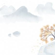 远山卡通手绘中国风山水画