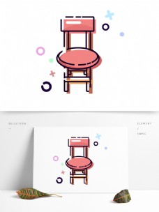 卡通用品MBE风格生活用品粉色椅子卡通可爱可商用