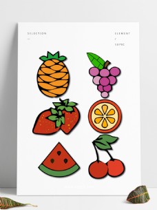 卡通菠萝各种水果套图模板可商用