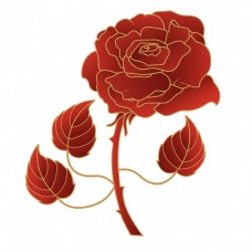 情人节玫瑰花金边告白红色浪漫立体精致颗粒风免扣