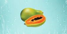 木瓜季节水果促销海报背景