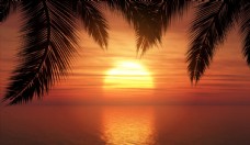 创意风景创意海上的夕阳风景矢量素材