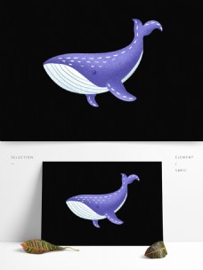 彩绘紫色海豚图案元素设计