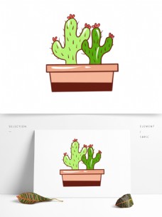盆栽植物手绘植物卡通简笔画小盆栽
