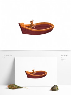 卡通木船图案元素设计