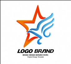 标志设计创意大气红蓝星光公司标志雄鹰LOGO设计