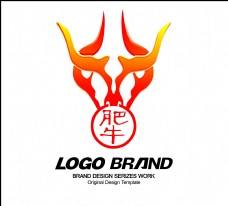 标志设计大气红黄肥牛饭店标志酒店餐饮logo设计