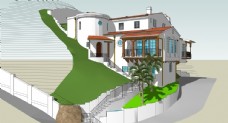 草图大师模型欧式坡地别墅