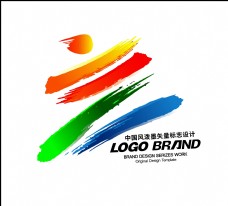 标志设计矢量中国风红蓝黄绿运动会标志LOGO设计