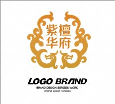标志设计大气金色祥龙房地产标志LOGO设计