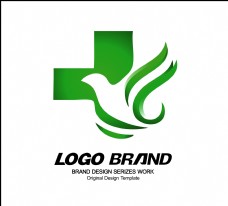 标志设计矢量绿色现代和平鸽医院标志LOGO设计