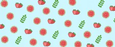 手绘漂浮下落草莓西瓜底纹背景