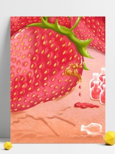 手绘质感草莓果酱背景设计