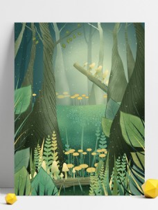 彩绘树林星空背景设计