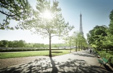巴黎风景巴黎公园美景风景画