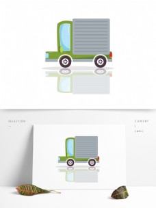 卡通交通工具绿色货车元素商用素材