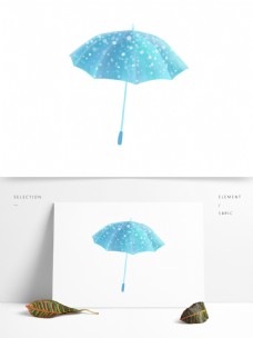 手绘蓝色雨伞元素设计