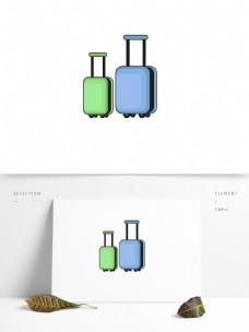 彩色行李箱手提装饰素材设计