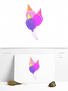 气球庆祝粉色紫色装饰素材设计