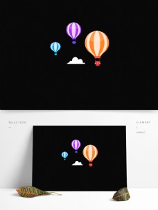 热气球彩色漂浮装饰素材设计